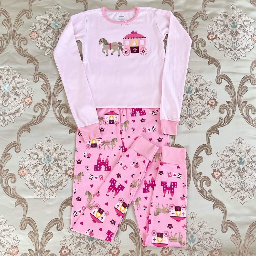 Gymboree Girls Pink Pajama Set Royal Castle Pattern NWT Size 12